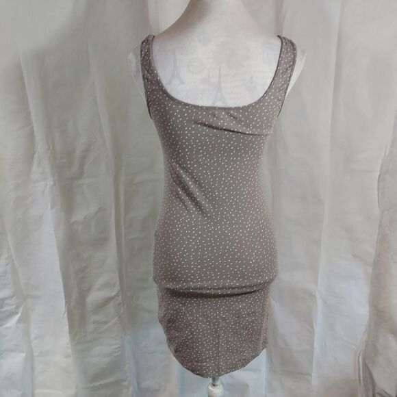 H&M Basic Tank Bodycon Mini Dress Small Sleeveless Gray White Polka Dot Stretch - Picture 6 of 10